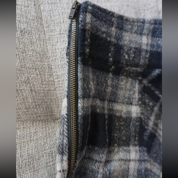 Free People Wool Plaid Knit Zip Mini Skirt A-Line Flare Brown Black XS - Picture 2 of 9